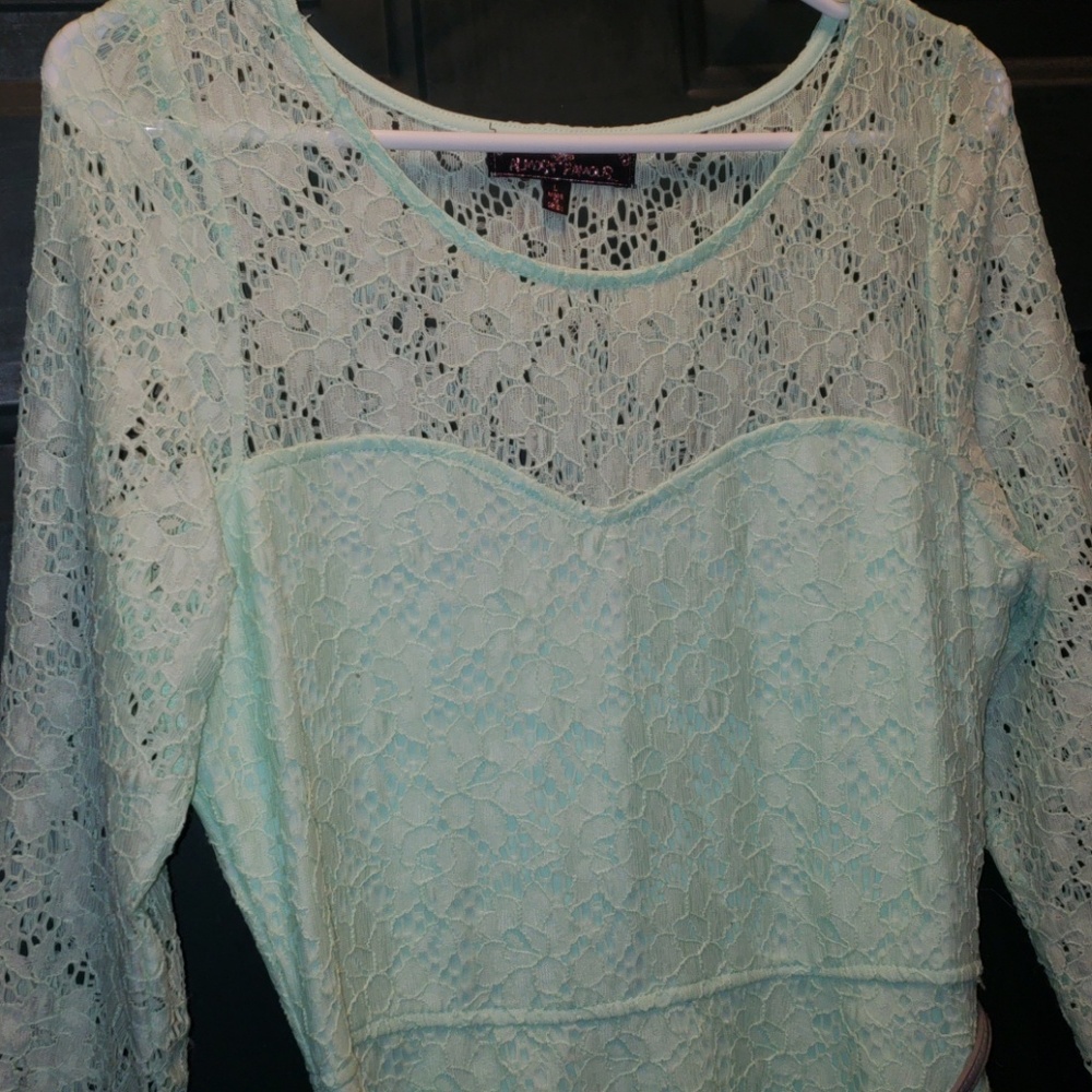 Mint green crochet dress